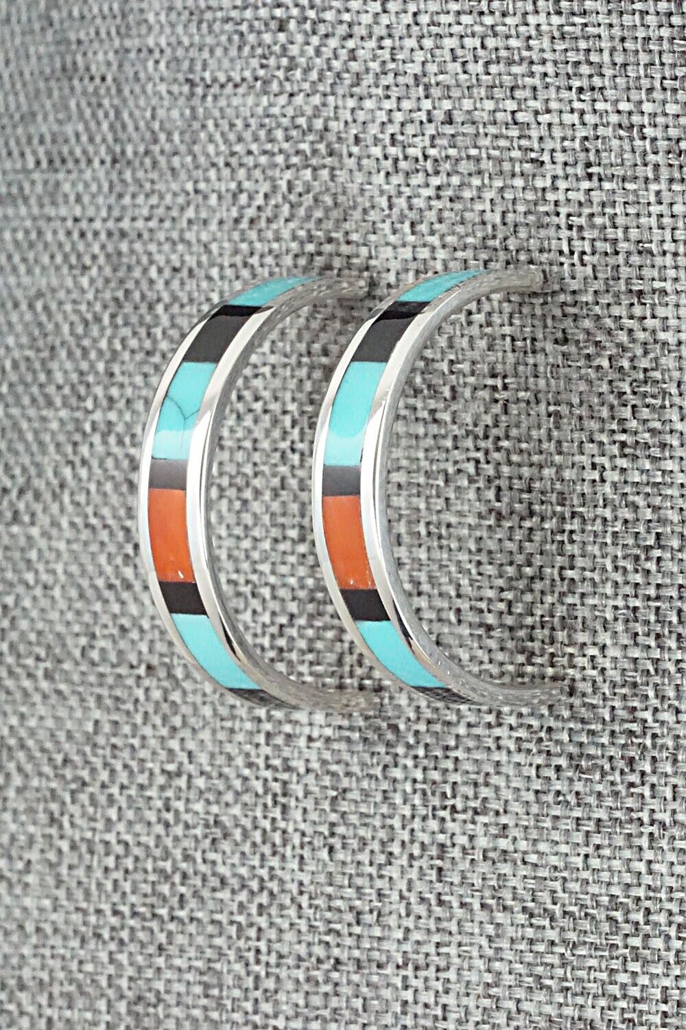 Multi Stone Inlay & Sterling Silver Earrings - Robin Chavez