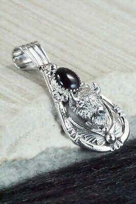 Onyx & Sterling Silver Pendant - Henry Attakai