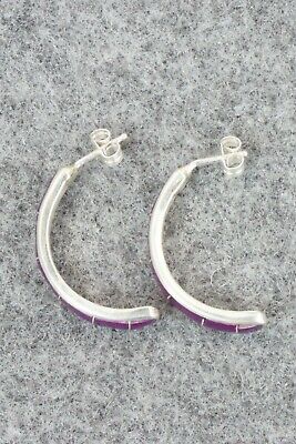 Spiny Oyster & Sterling Silver Earrings - Richard Edaakie