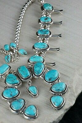 Navajo Turquoise & Sterling Silver Squash Blossom - Mary Ann Spencer - High Lonesome Trading