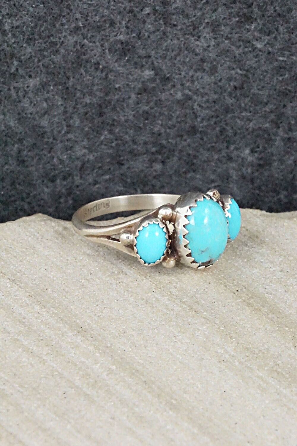 Turquoise & Sterling Silver Ring - Freda Martinez - Size 6.25