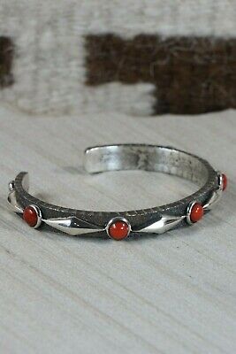Navajo Coral and Sterling Silver Bracelet - Ernest Rangel - High Lonesome Trading