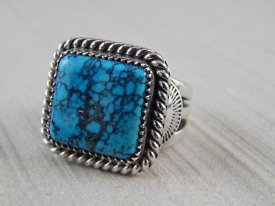Navajo Sterling Silver & Turquoise Ring - Lee Greyboots - High Lonesome Trading