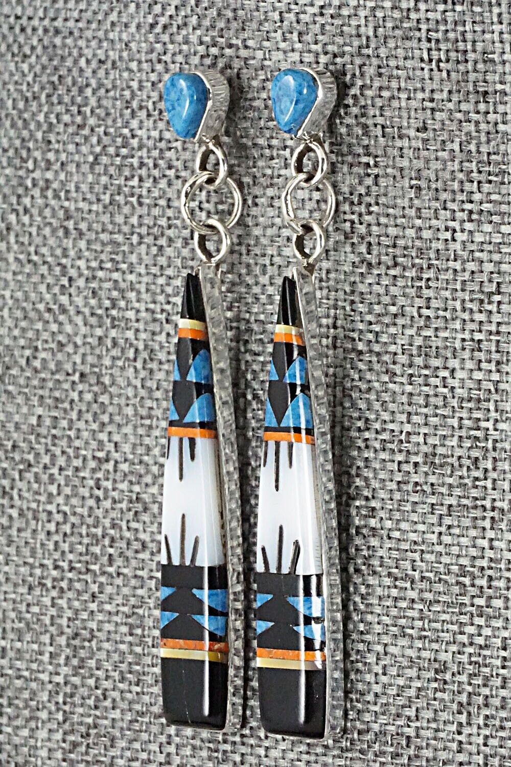 Multi Stone Inlay & Sterling Silver Earrings - Fernando Lemintino