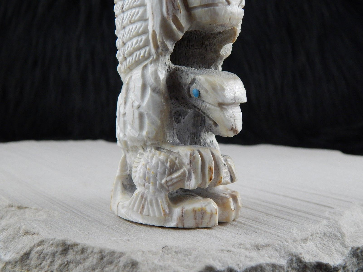 Chief & Eagle Zuni Fetish Carving - Jerrold Lahaleon - High Lonesome Trading