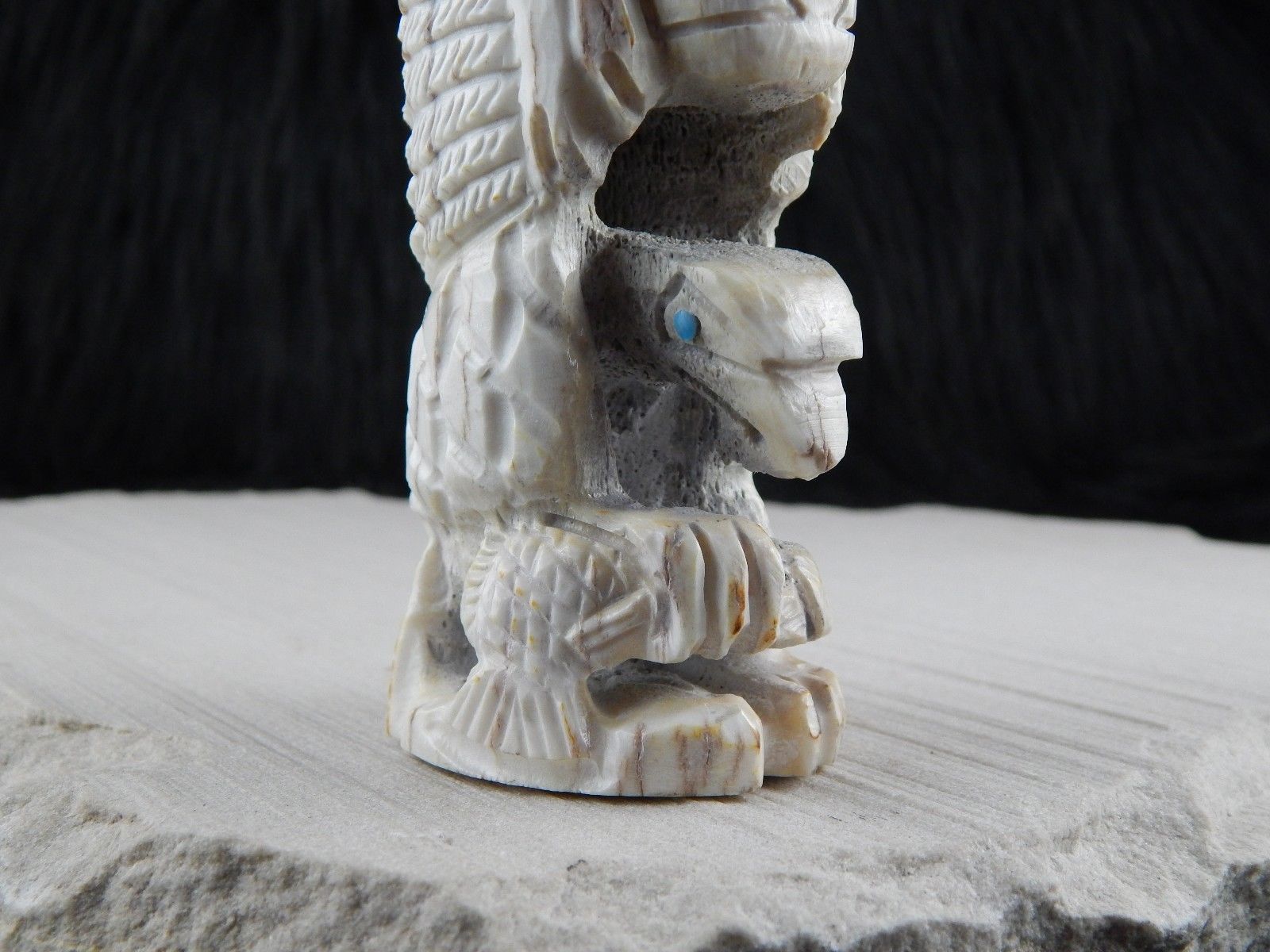 Chief & Eagle Zuni Fetish Carving - Jerrold Lahaleon - High Lonesome Trading