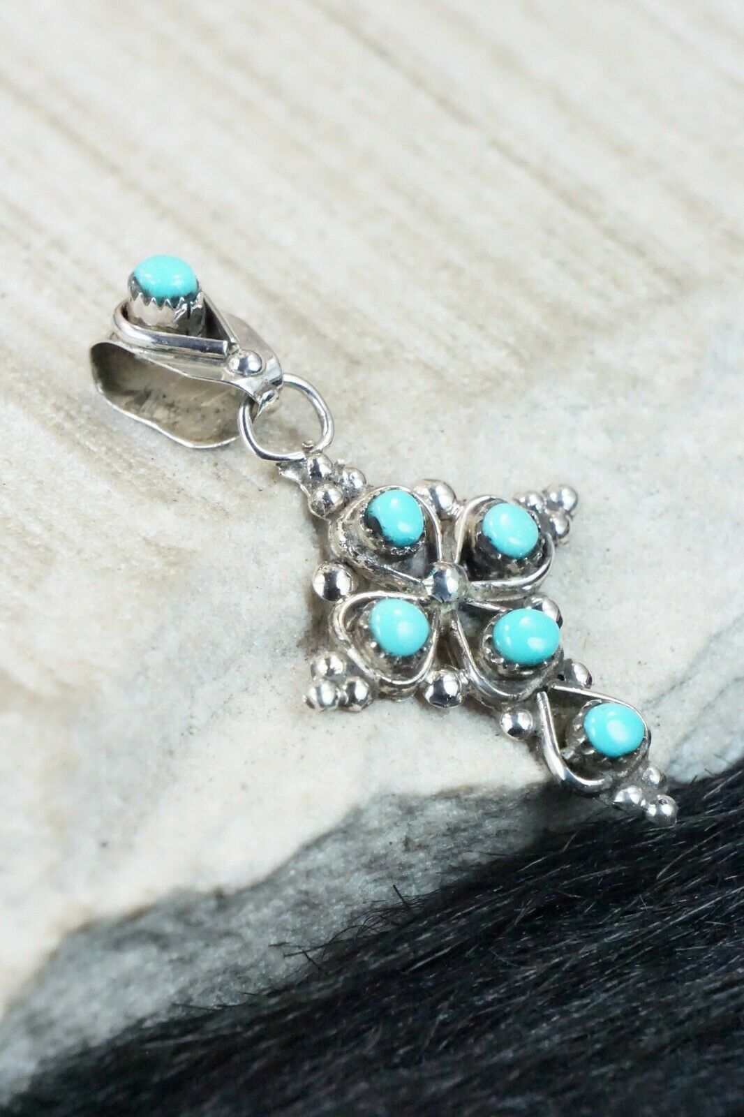 Turquoise & Sterling Silver Pendant - Verdie Booqua
