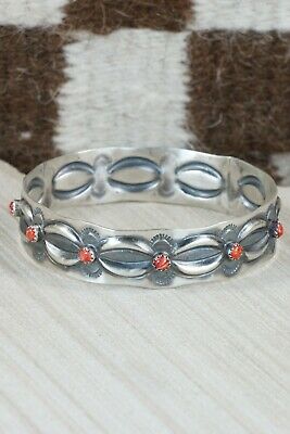 Navajo Spiny Oyster & Sterling Silver Bangle Cuff - Tim Yazzie