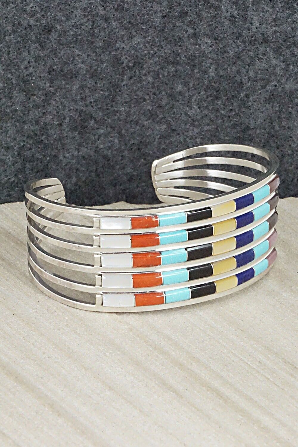 Multi Stone & Sterling Silver Inlay Bracelet - Anson Wallace