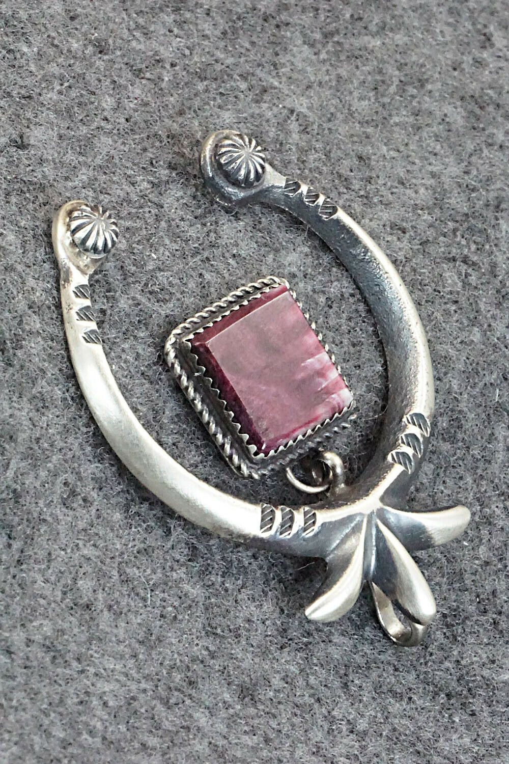 Spiny Oyster and Sterling Silver Naja Pendant - Martha Cayatineto
