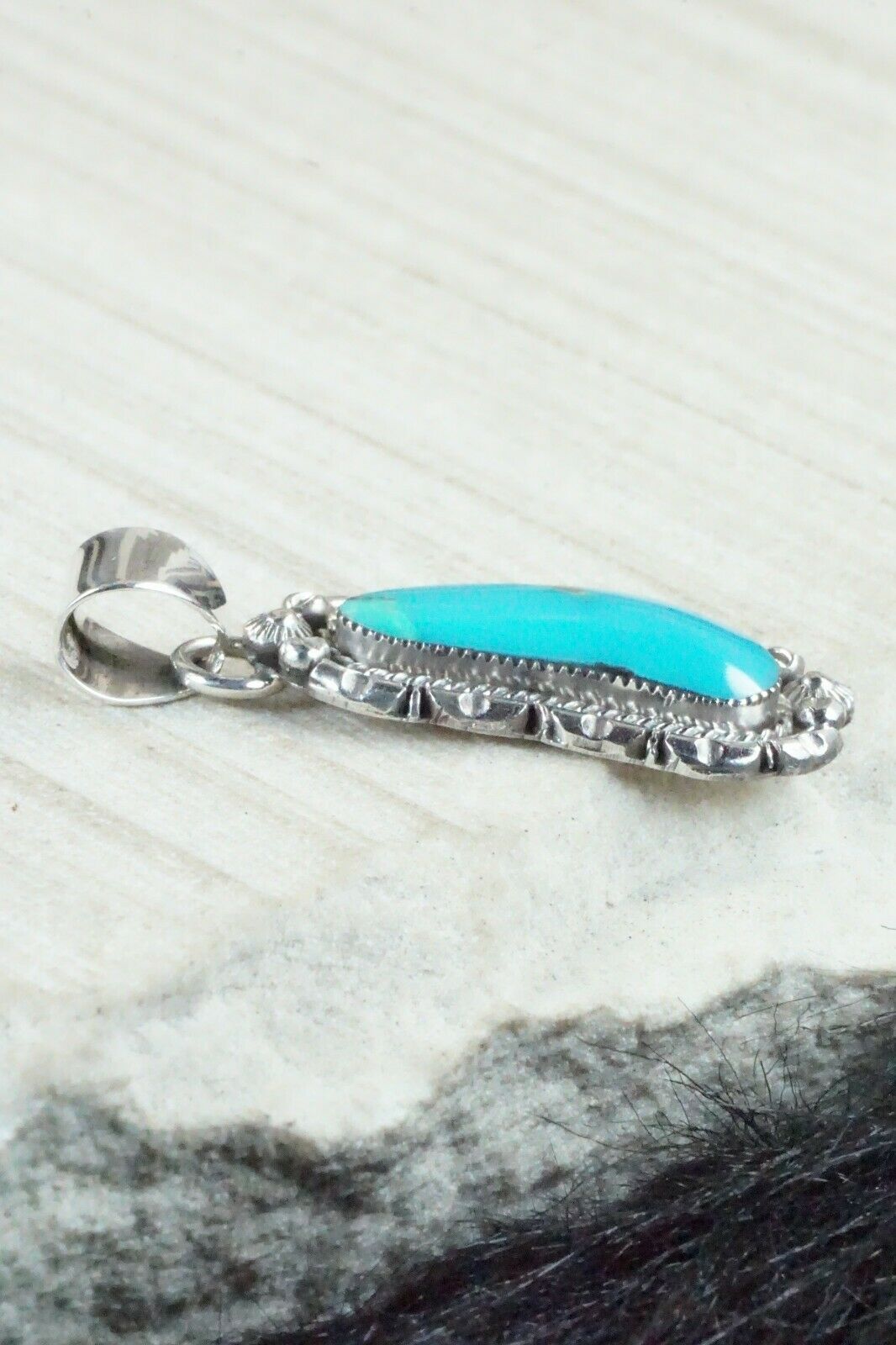 Turquoise and Sterling Silver Pendant - Samuel Yellowhair - High Lonesome Trading