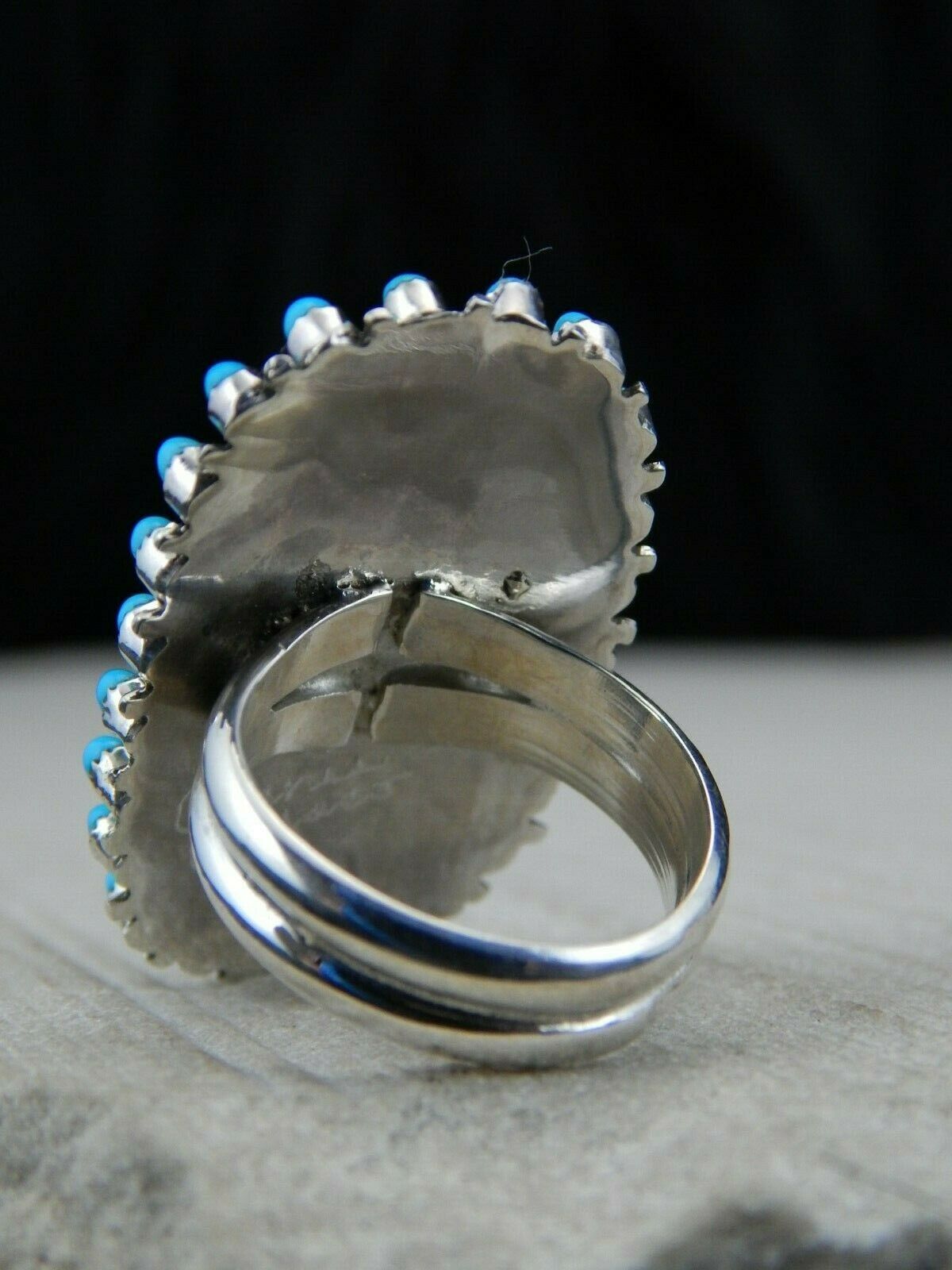 Zuni Turquoise & Sterling Silver Ring - Connie Wyaco - Size 6.5 - High Lonesome Trading