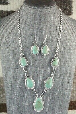 Turquoise & Sterling Silver Necklace and Earrings Set - Tom Lewis