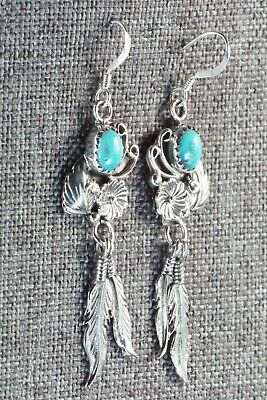 Turquoise & Sterling Silver Earrings - Lee Shorty