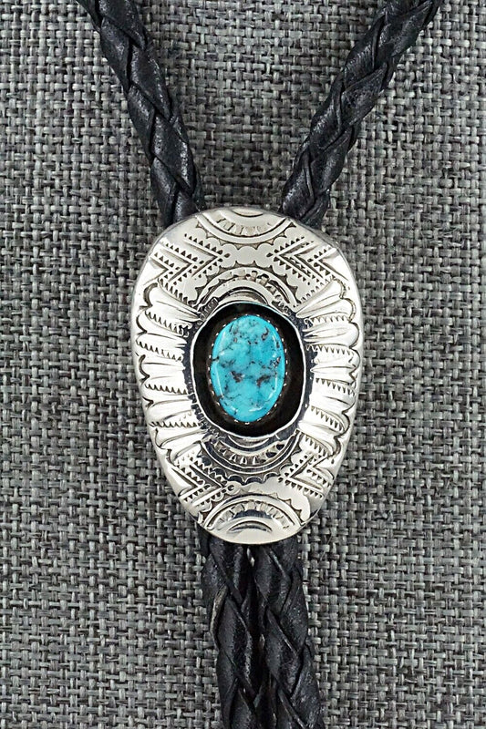 Turquoise & Sterling Silver Bolo Tie - Shirley Skeets