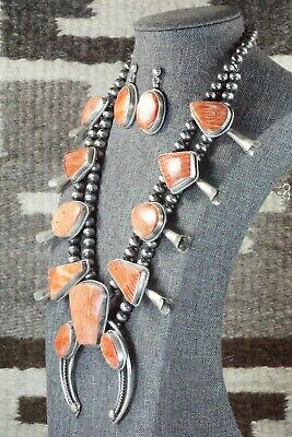Spiny Oyster & Sterling Silver Squash Blossom Set - Raymond Delgarito