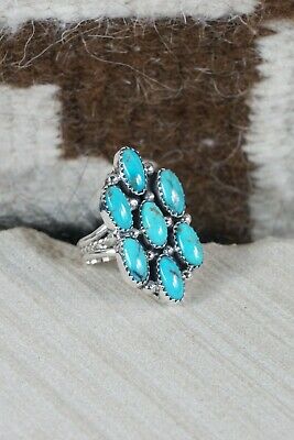Navajo 7 Stone Turquoise and Sterling Silver Ring - Roberta Begay - 8