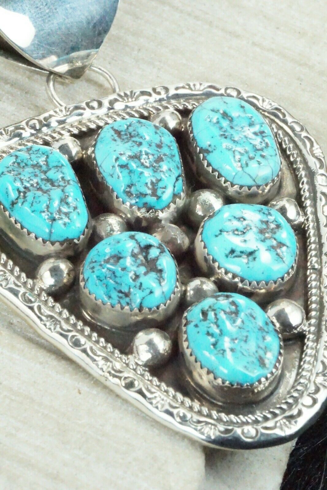 Turquoise and Sterling Silver Pendant - Leslie Nez - High Lonesome Trading