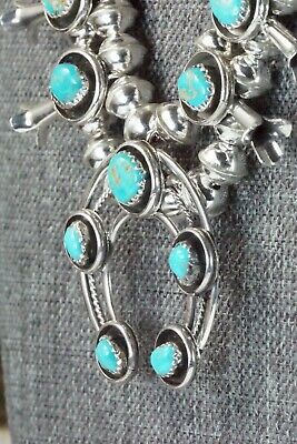 Turquoise & Sterling Silver Squash Blossom and Earrings - Phil Garcia
