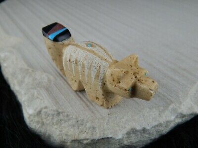 Wolf Zuni Fetish - Brandon Phillips - Zuni Wolf Carving - High Lonesome Trading