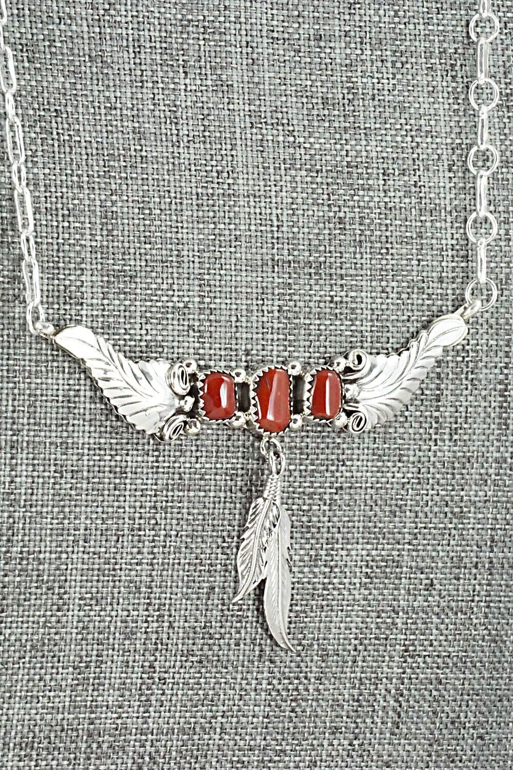 Coral & Sterling Silver Necklace - Sadie Jim