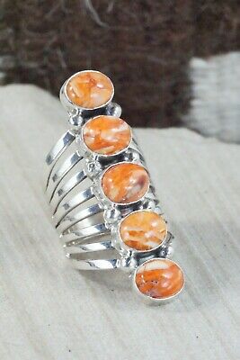 Spiny Oyster & Sterling Silver Ring - Thomas Yazzie - Size 8.5