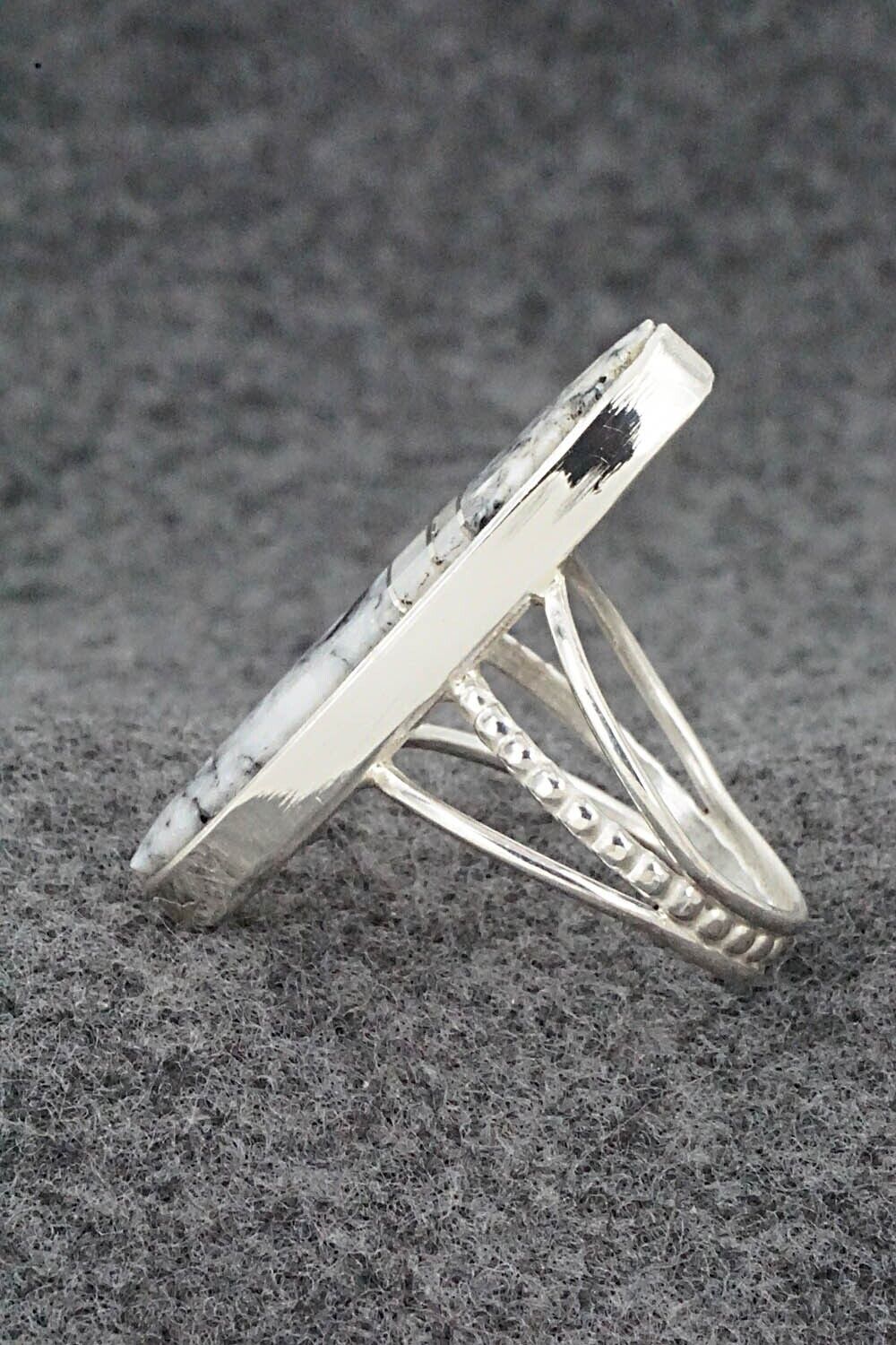 White Buffalo & Sterling Silver Ring - Harold Smith - Size 8
