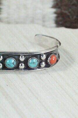 Turquoise, Coral & Sterling Silver Bracelet - Paul Largo