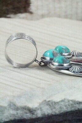 Turquoise, Spiny Oyster & Sterling Silver Pendant - Navajo