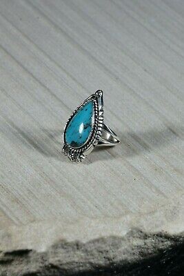 Navajo Turquoise and Sterling Silver Ring - Genevieve Francisco - Size 7.75 - High Lonesome Trading