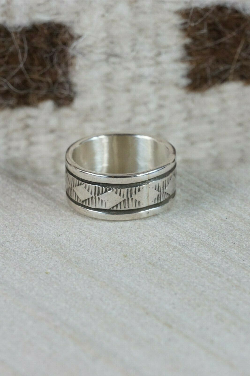 Navajo Sterling Silver Ring - Bruce Morgan - Size 7.75 - High Lonesome Trading