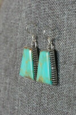 Navajo Turquoise & Sterling Silver Earrings - Alvin Joe - High Lonesome Trading