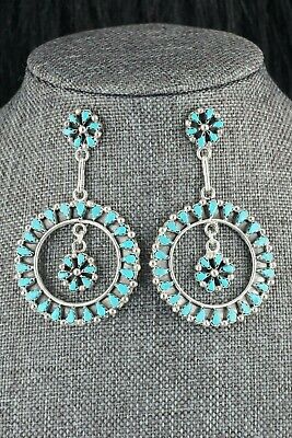 Zuni Turquoise & Sterling Silver Earrings - Tricia Leekity - High Lonesome Trading