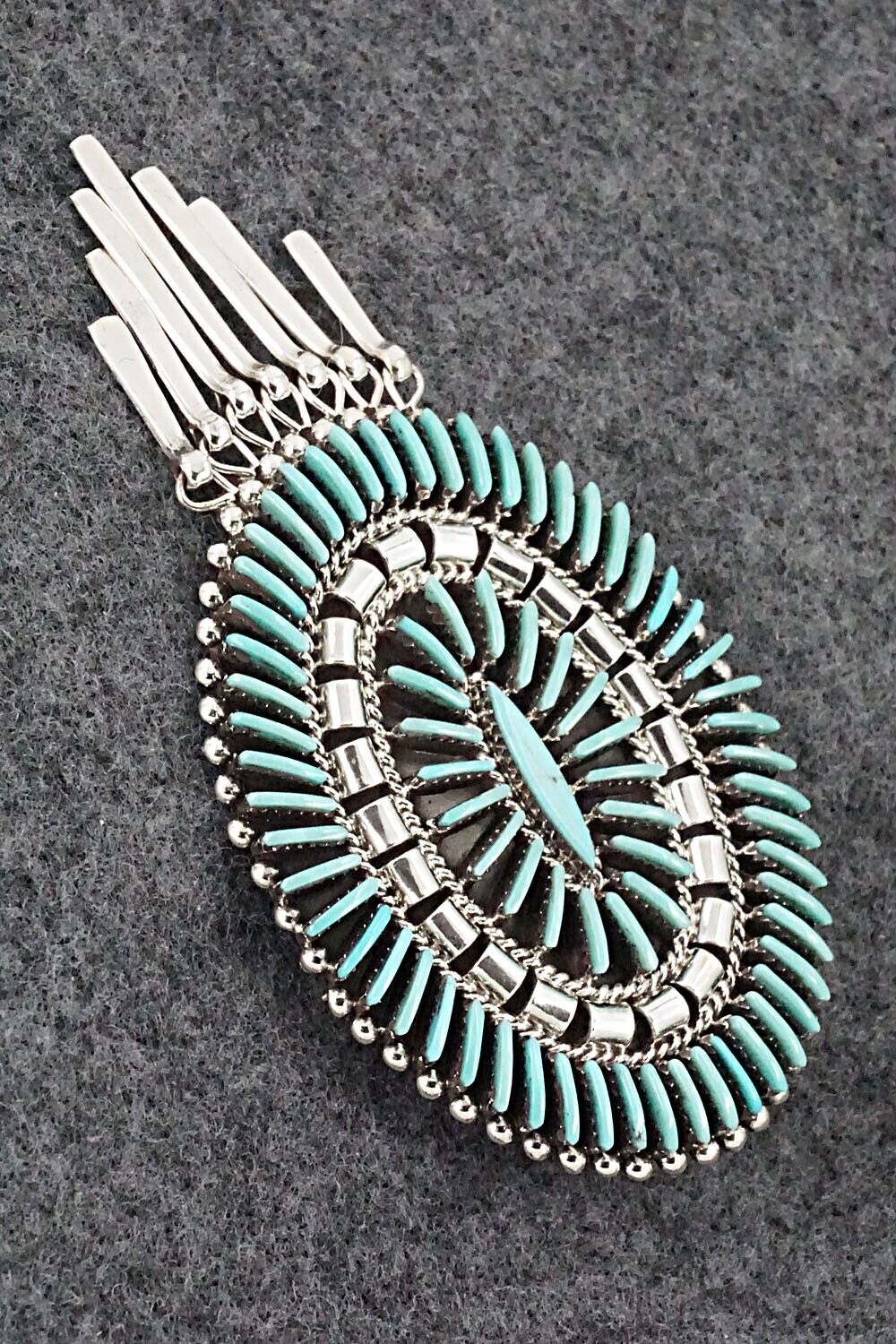 Turquoise & Sterling Silver Pendant/Pin - Edmund Cooeyate