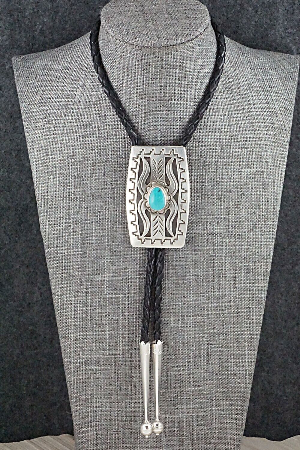 Turquoise & Sterling Silver Bolo Tie - Glenn Billie