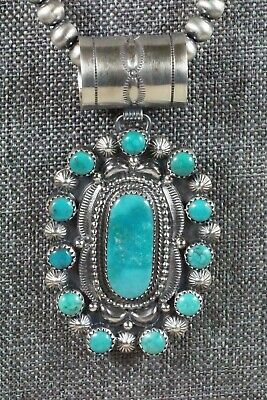 Turquoise Pendant & Sterling Silver Necklace - Tom Lewis