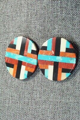 Multi Stone Inlay & Sterling Silver Earrings - Chaslyn Crespin