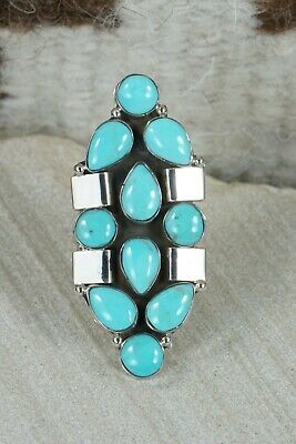 Navajo Turquoise & Sterling Silver Ring - Clarence Long - Size 5.5