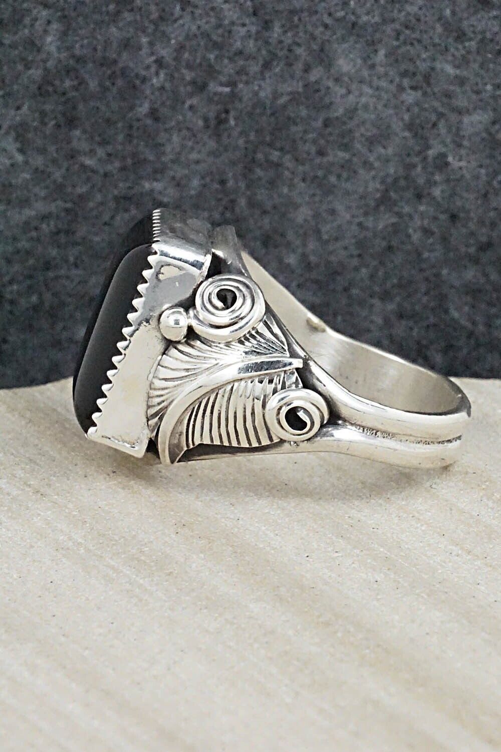 Onyx & Sterling Silver Ring - Darrell Morgan - Size 12.75