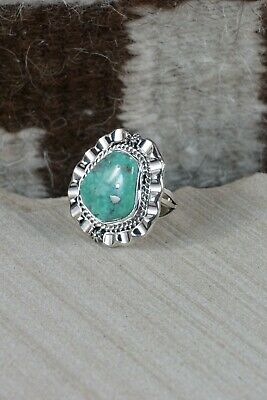 Navajo Turquoise and Sterling Silver Ring - Samuel Yellowhair - Size 8