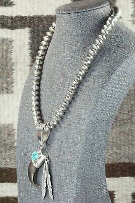 Turquoise, Sterling Silver Pendant & Navajo Pearl Necklace - Ernest Hawthorne