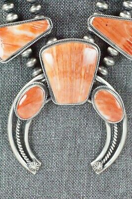 Spiny Oyster & Sterling Silver Squash Blossom Set - Raymond Delgarito