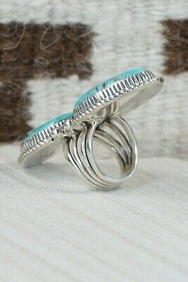 Navajo Turquoise and Sterling Silver Ring - Alvin Joe - Size 6.75