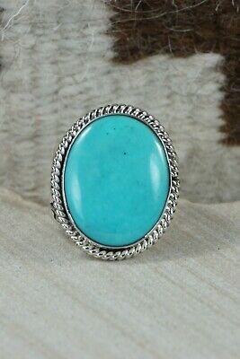 Navajo Turquoise & Sterling Silver Ring - Jeanette Saunders - Size 12.5