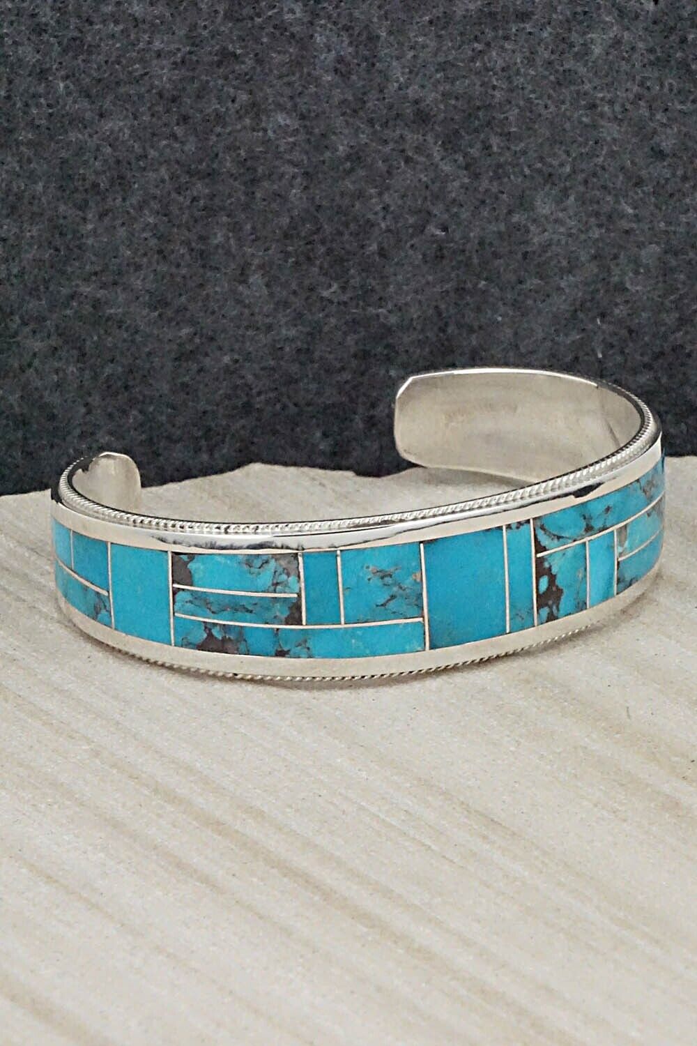 Turquoise & Sterling Silver Inlay Bracelet - Rickel Booqua