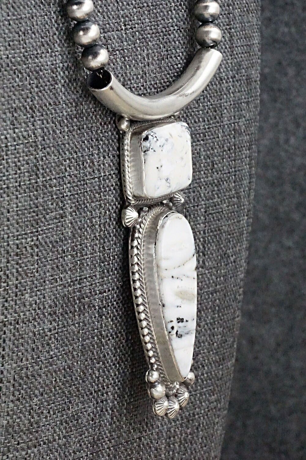 White Buffalo & Sterling Silver Necklace - Tom Lewis