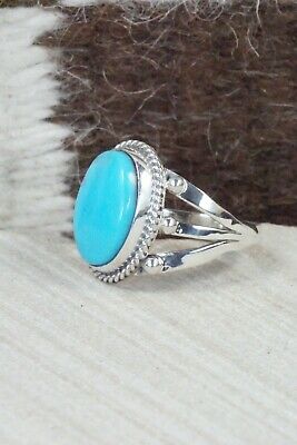 Turquoise & Sterling Silver Ring - Genevieve Frank - Size 7.5
