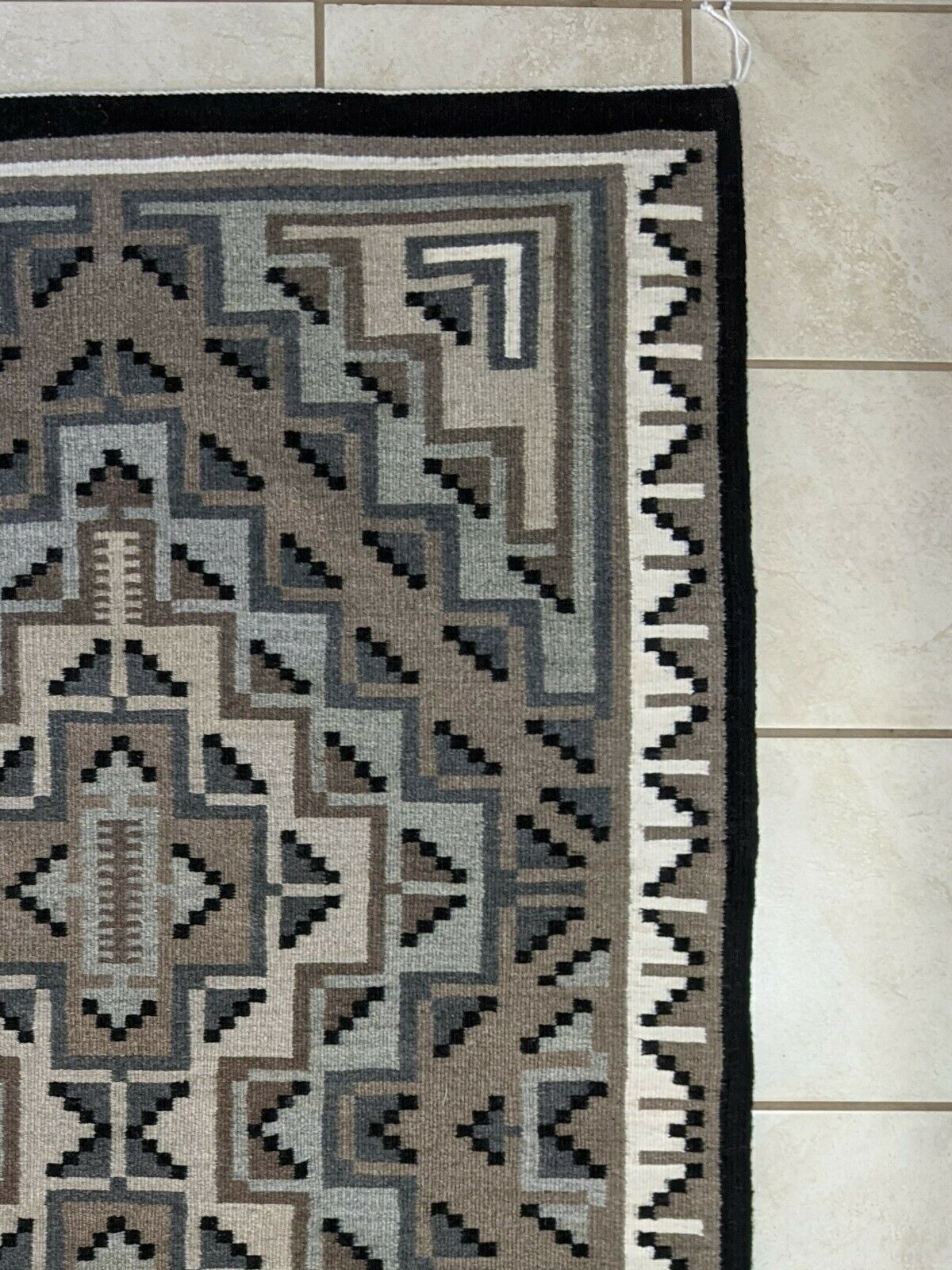 Navajo Two Grey Hills Handwoven Rug - 65in x 40in - Betty Morgan