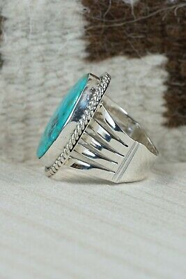 Navajo Turquoise & Sterling Silver Ring - Jeanette Saunders - Size 10.5