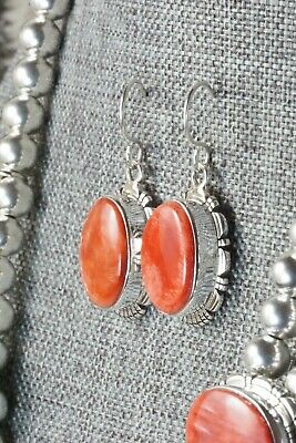 Spiny Oyster & Sterling Silver Necklace and Earrings - Richard Curley